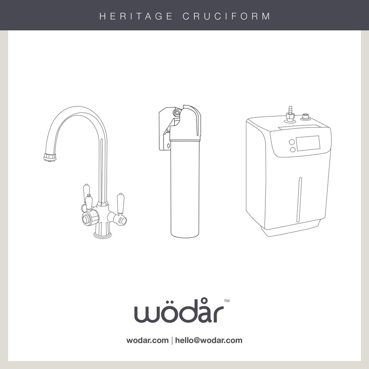 Heritage Cruciform 3 in 1 Brushed Copper Black Handle Boiling Hot Water Tap