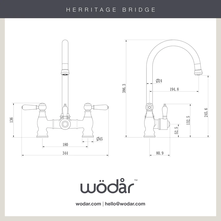 Heritage Bridge 3 in 1 Gunmetal Grey White Handle Boiling Hot Water Tap