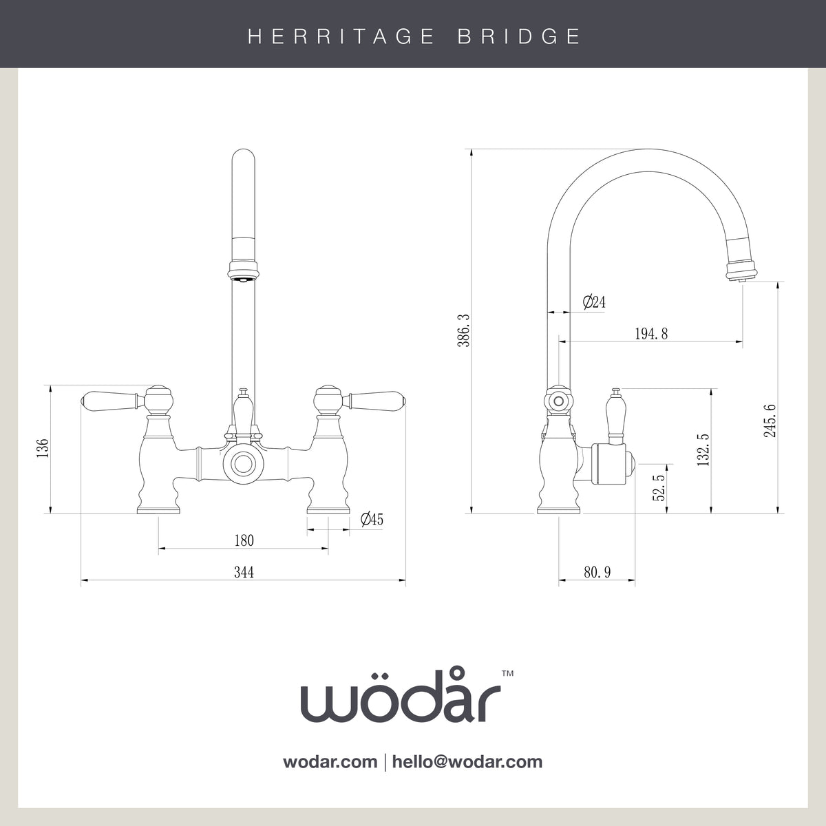 Heritage Bridge 3 in 1 Chrome White Handle Boiling Hot Water Tap