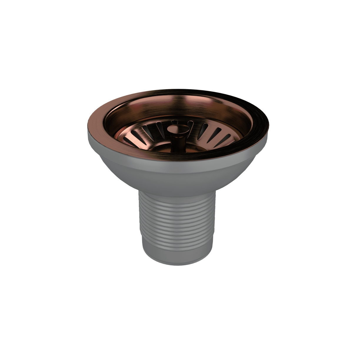 Wodar 90mm kitchen strainer waste with rectangular overflow plate - Brushed Copper