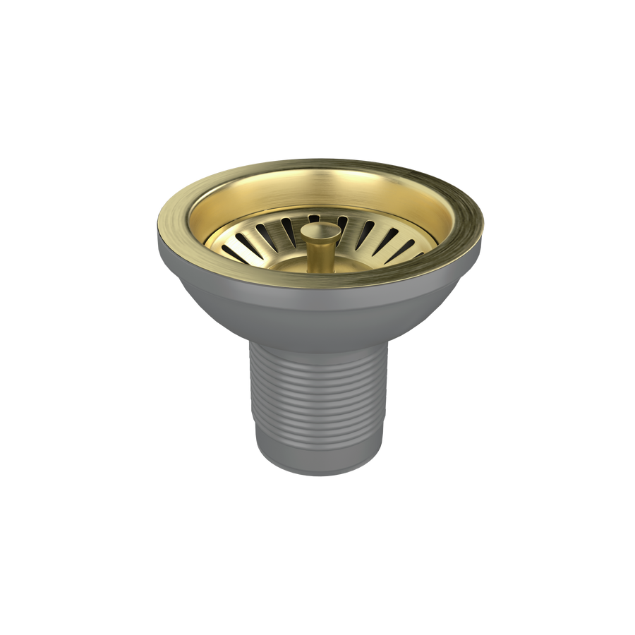 Wodar 90mm kitchen strainer waste with no overflow plate - Brushed Brass