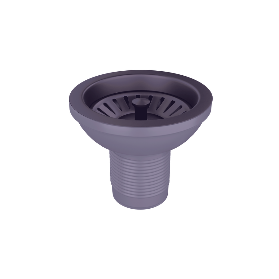 Wodar 90mm kitchen strainer waste with no overflow plate - Gun Metal Grey