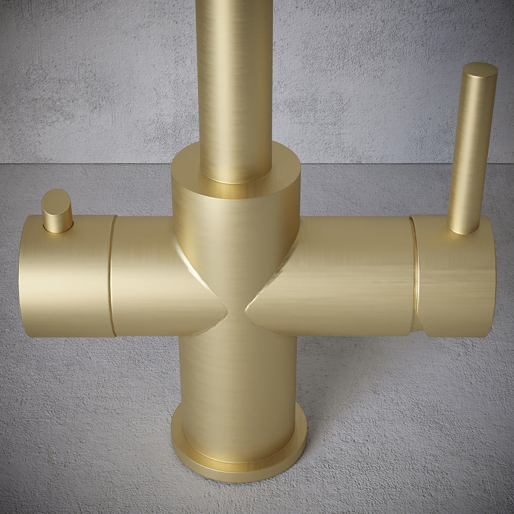 Design+ 4 in 1 Brushed Brass Boiling Hot Water Tap