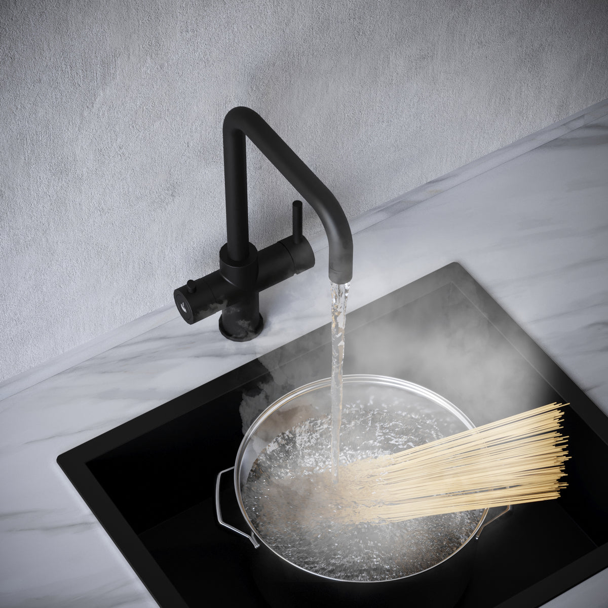 Design 3 in 1 Matt Black Boiling Hot Water Tap