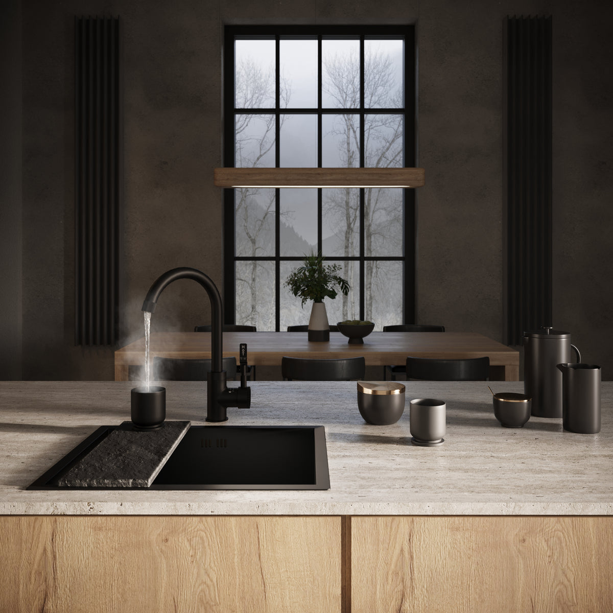Architect Single Lever 3 in 1 Black Boiling Hot Water Tap