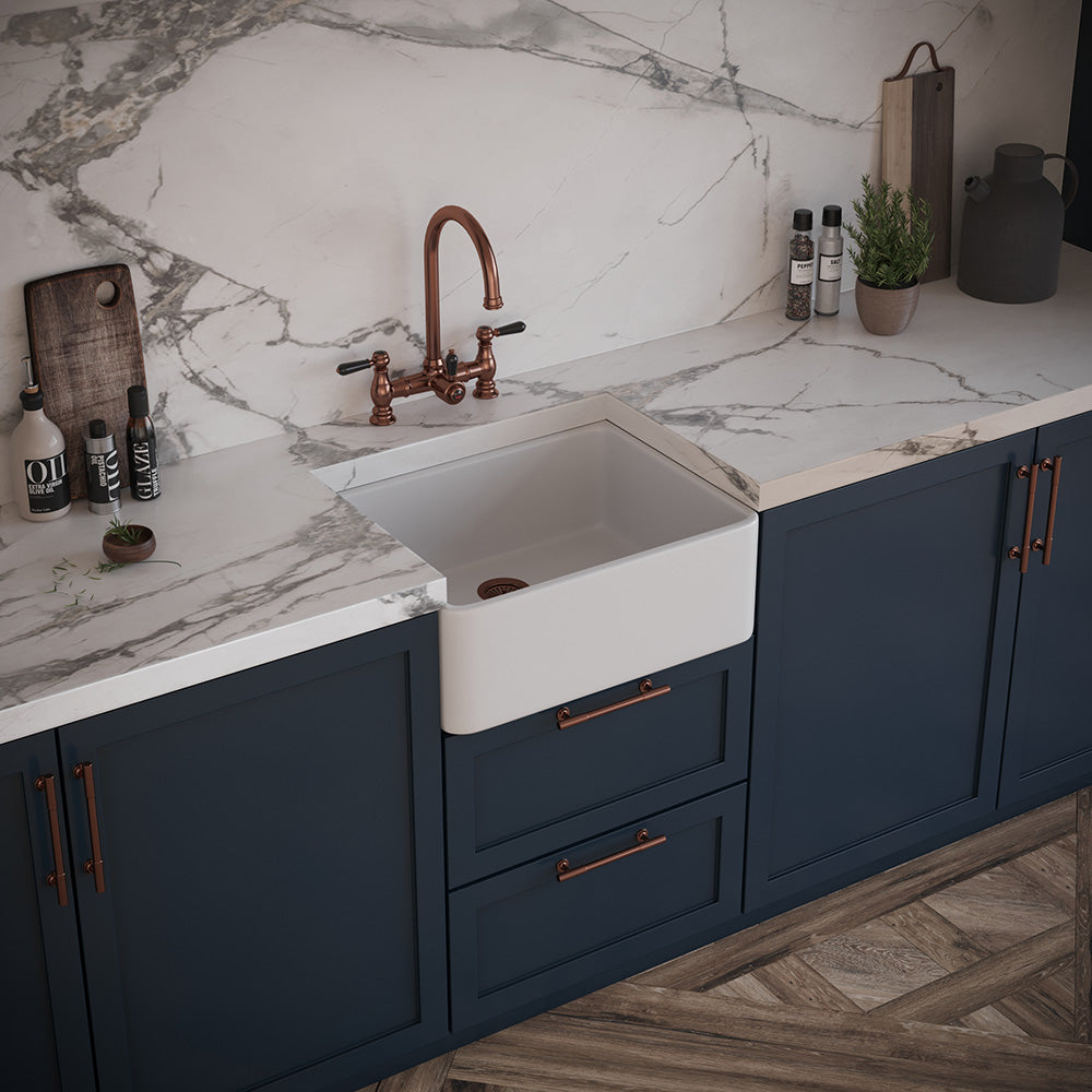 Heritage Bridge 3 in 1 Brushed Copper White Handle Boiling Hot Water Tap